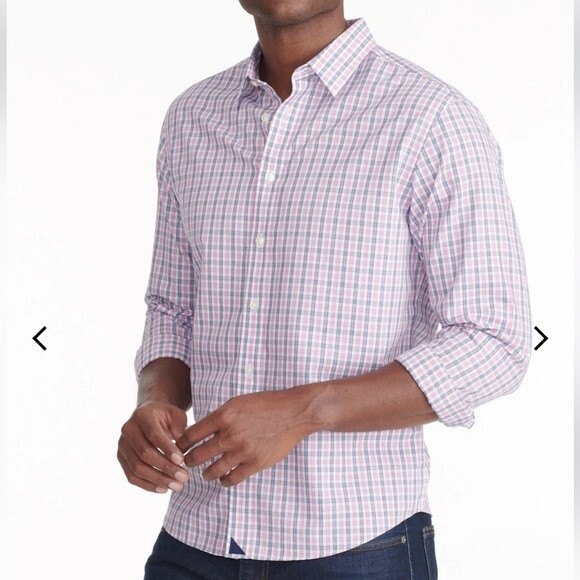 Untuckit Wrinkle-Free Dolcetto Shirt Pink Blue & White Check  XXL - Picture 2 of 15